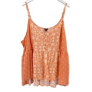 Torrid Floral Crinkle tank size 5X Adjustable straps peach white Summer Beach Cr
